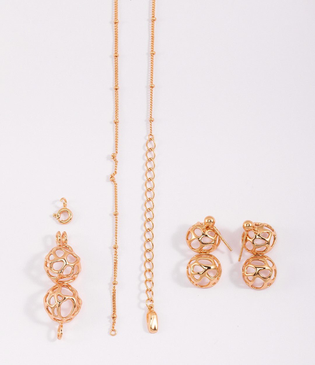 Fluid Lantern S925 Silver Jewelry Set - Earrings and Necklace in Silver and Gold - Amber Aura Jewelry