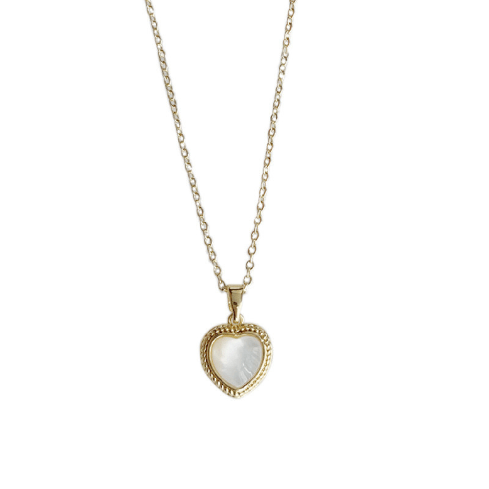 Mother - of - Pearl Heart Pendant Necklace – Delicate Love Collection - Amber Aura Jewelry