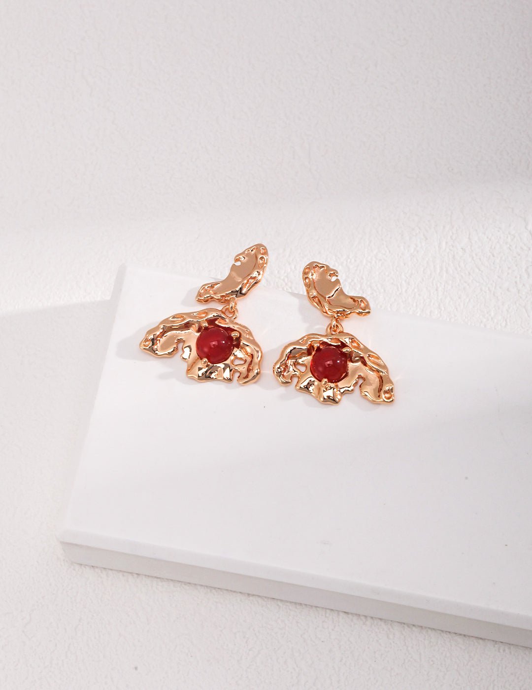 Vintage S925 Silver Earrings with Red Agate - Available in Silver and Gold - Amber Aura Jewelry