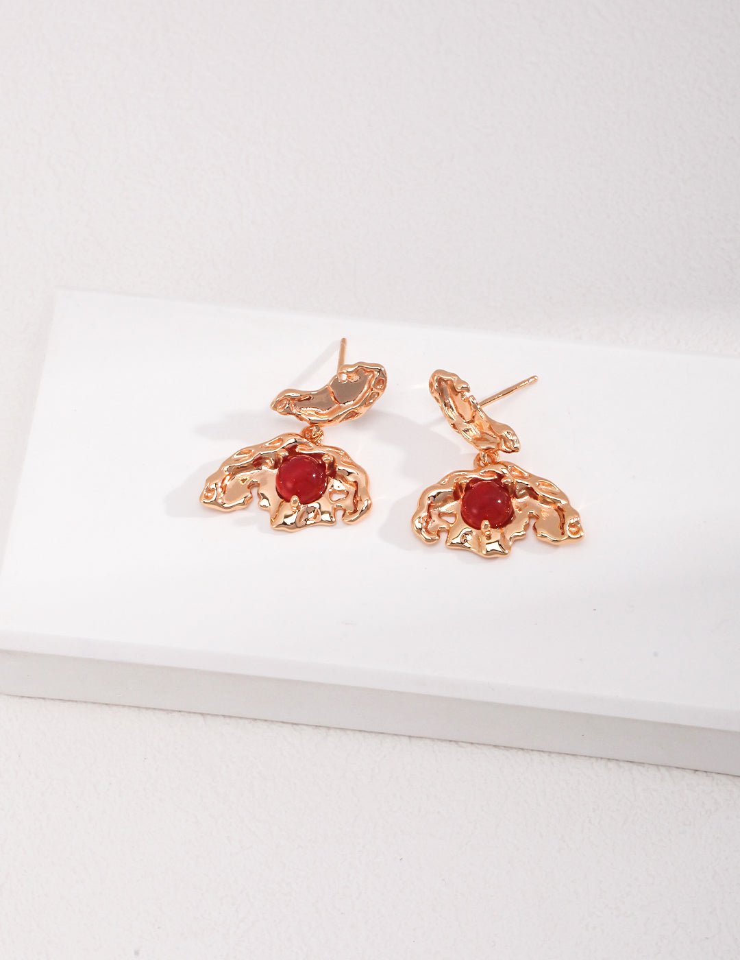 Vintage S925 Silver Earrings with Red Agate - Available in Silver and Gold - Amber Aura Jewelry